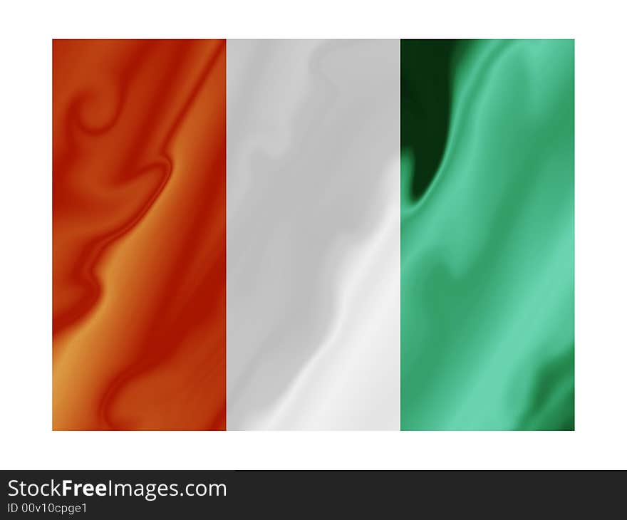 Fluttering image of the Ivory Coast national flag. Fluttering image of the Ivory Coast national flag