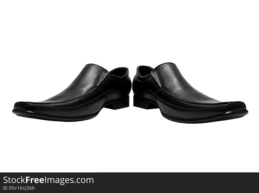 Black low shoes on a white background