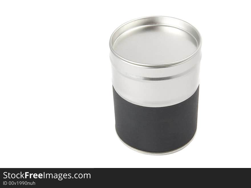 Aluminum tin isolated on white background. Two light source.