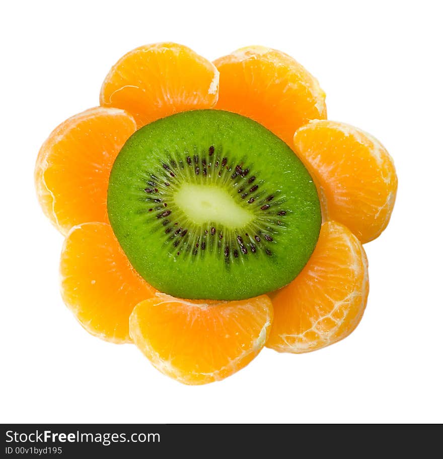 Kiwi and tangerine as flower