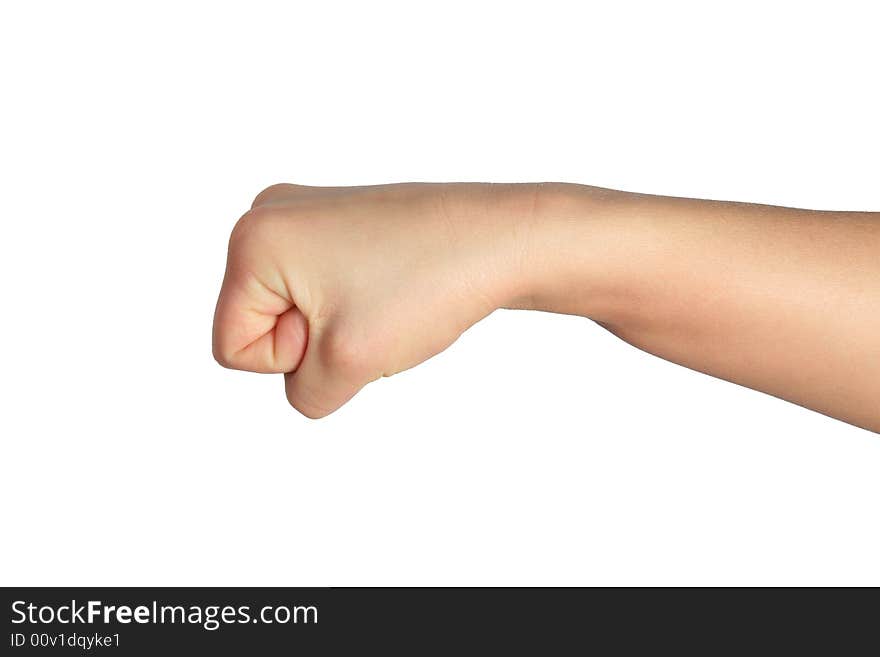 Female fist on white background. Female fist on white background.