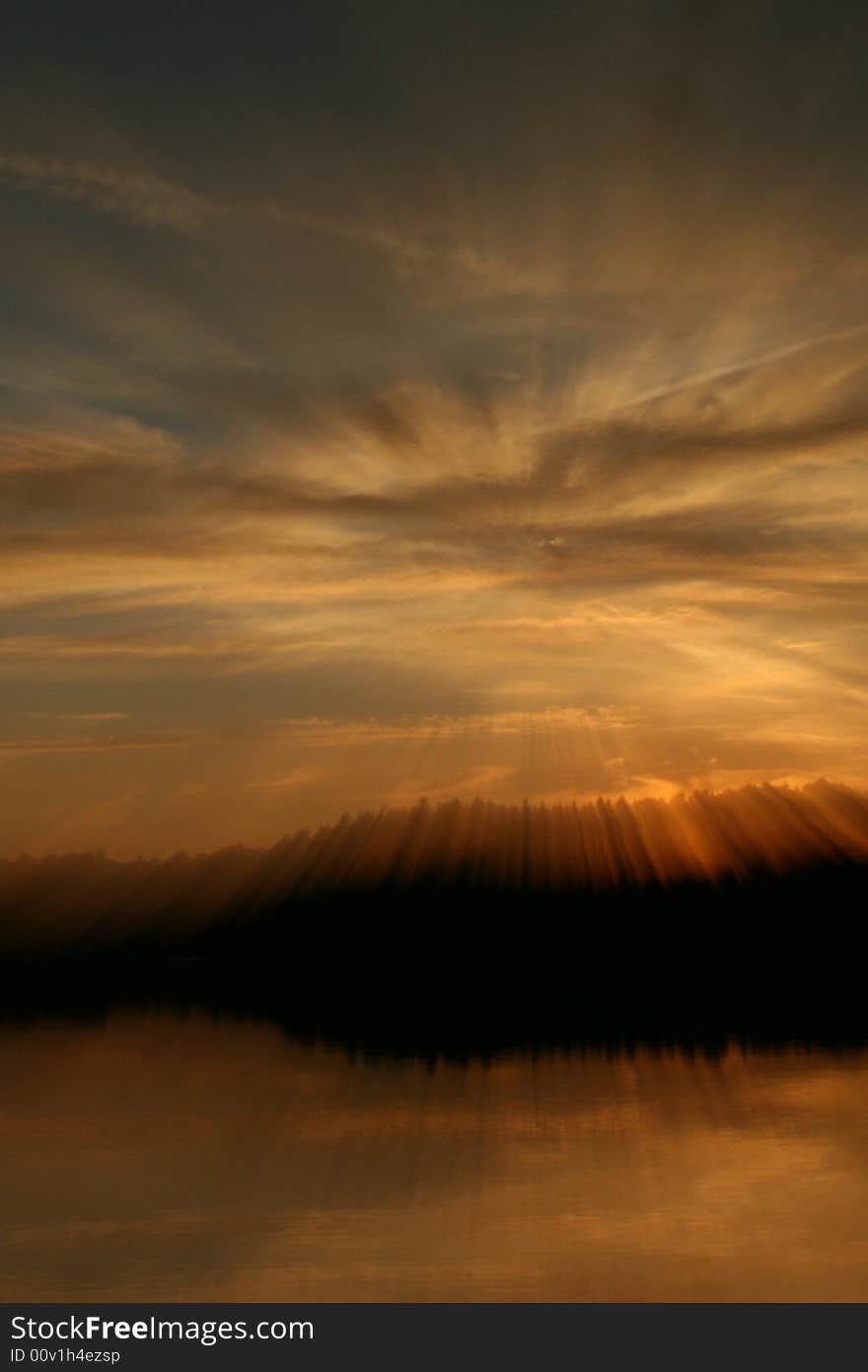 Sunset over the forest, sky. Sunset over the forest, sky