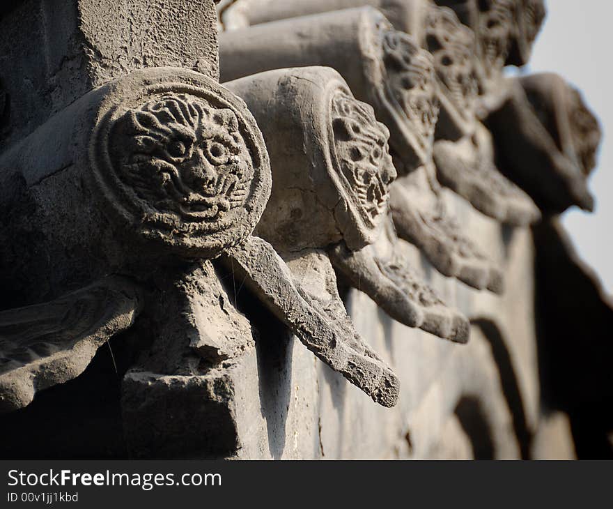 the tiles with pattern from the eaves of Chinese buildings