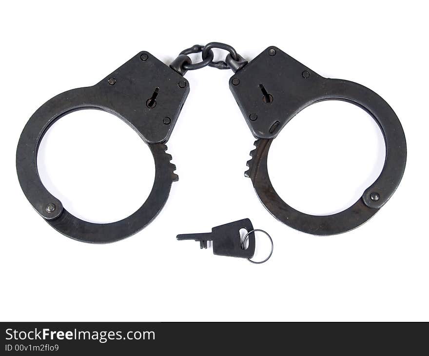 Black manacles on white background. Black manacles on white background