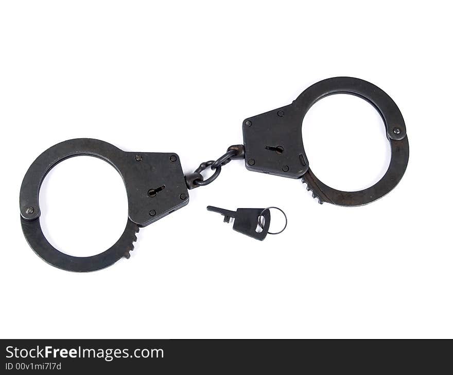 Black manacles on white background. Black manacles on white background