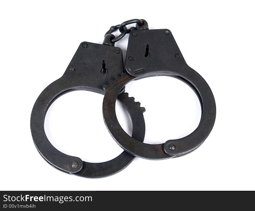 Black manacles on white background. Black manacles on white background