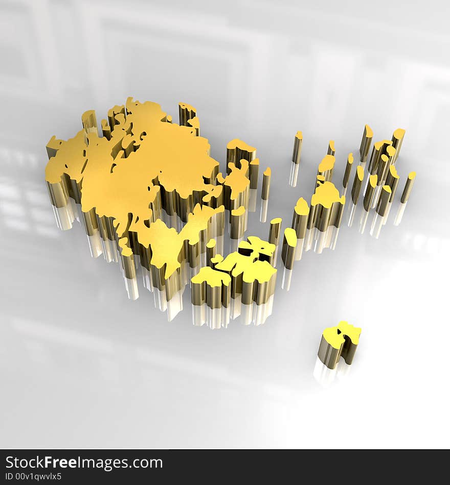 3d made golden map of aaland. 3d made golden map of aaland