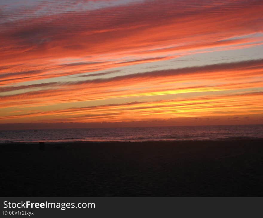 South Mission Beach at sunset Mid-summer. South Mission Beach at sunset Mid-summer