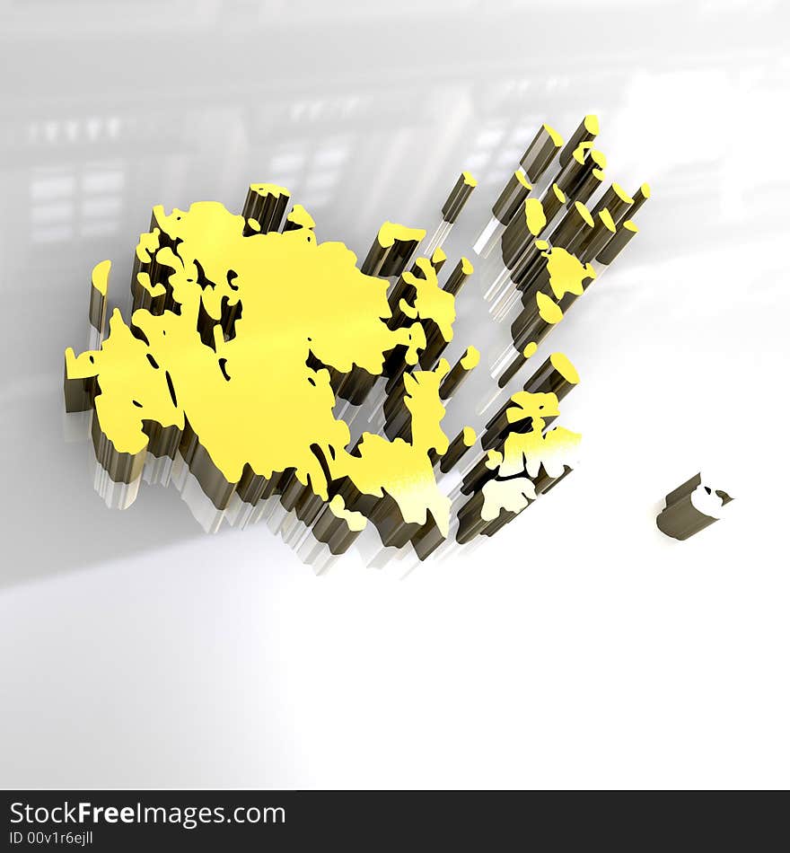 3d golden map of aaland