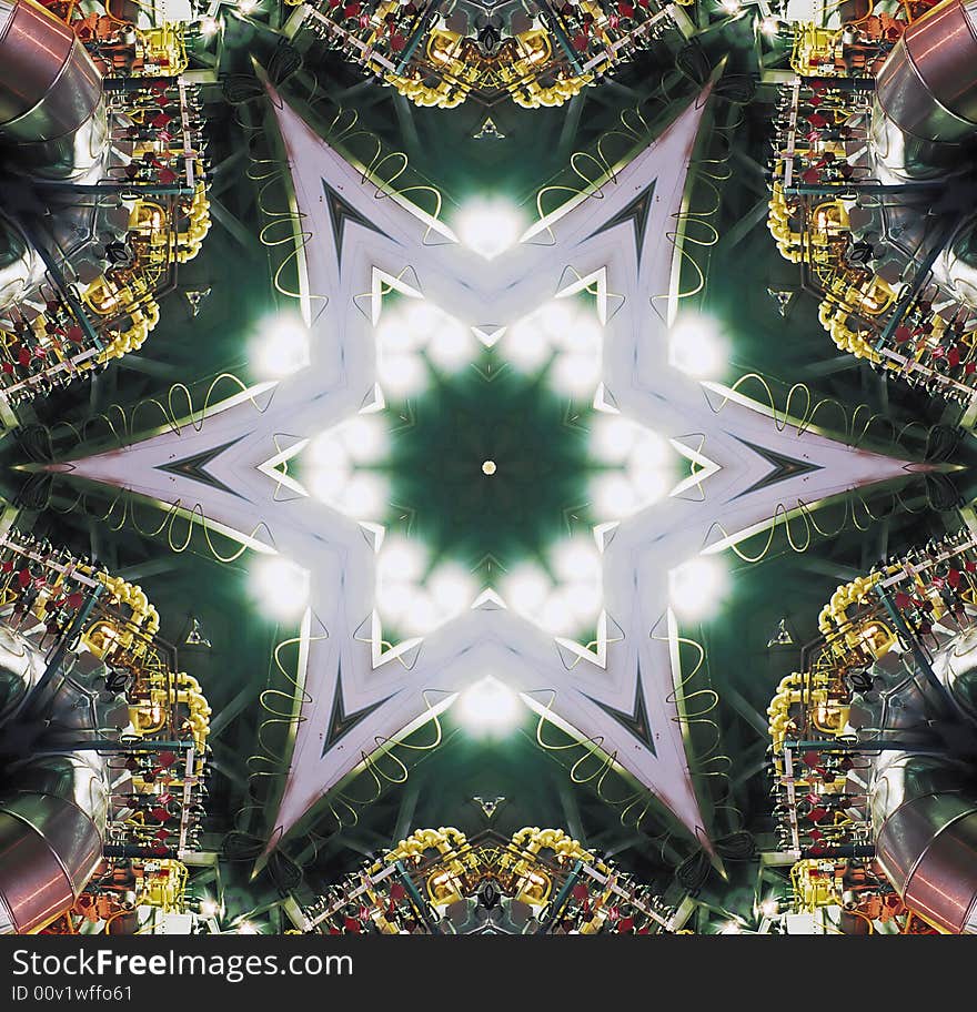 Abstract six-final star with patterns. Illustration.