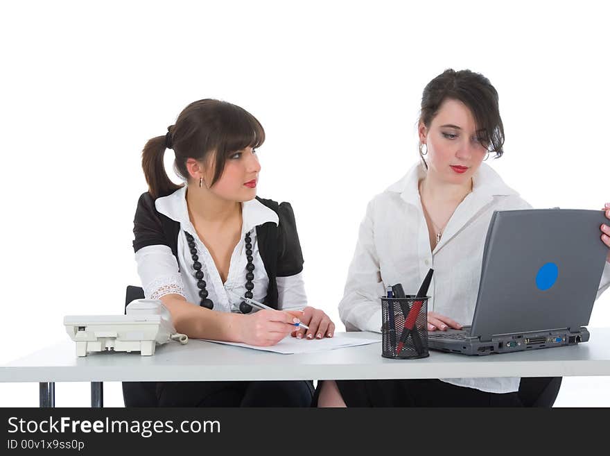 Business women  working on isolated background