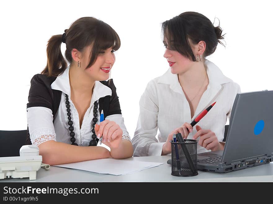 Business women  working on isolated background