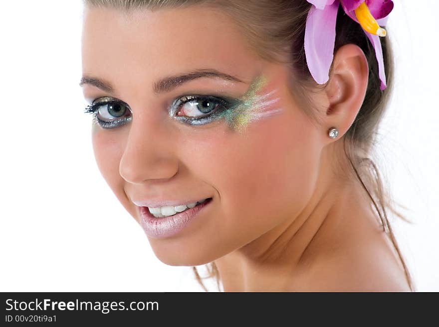 Girl With Face-art Butterfly Paint