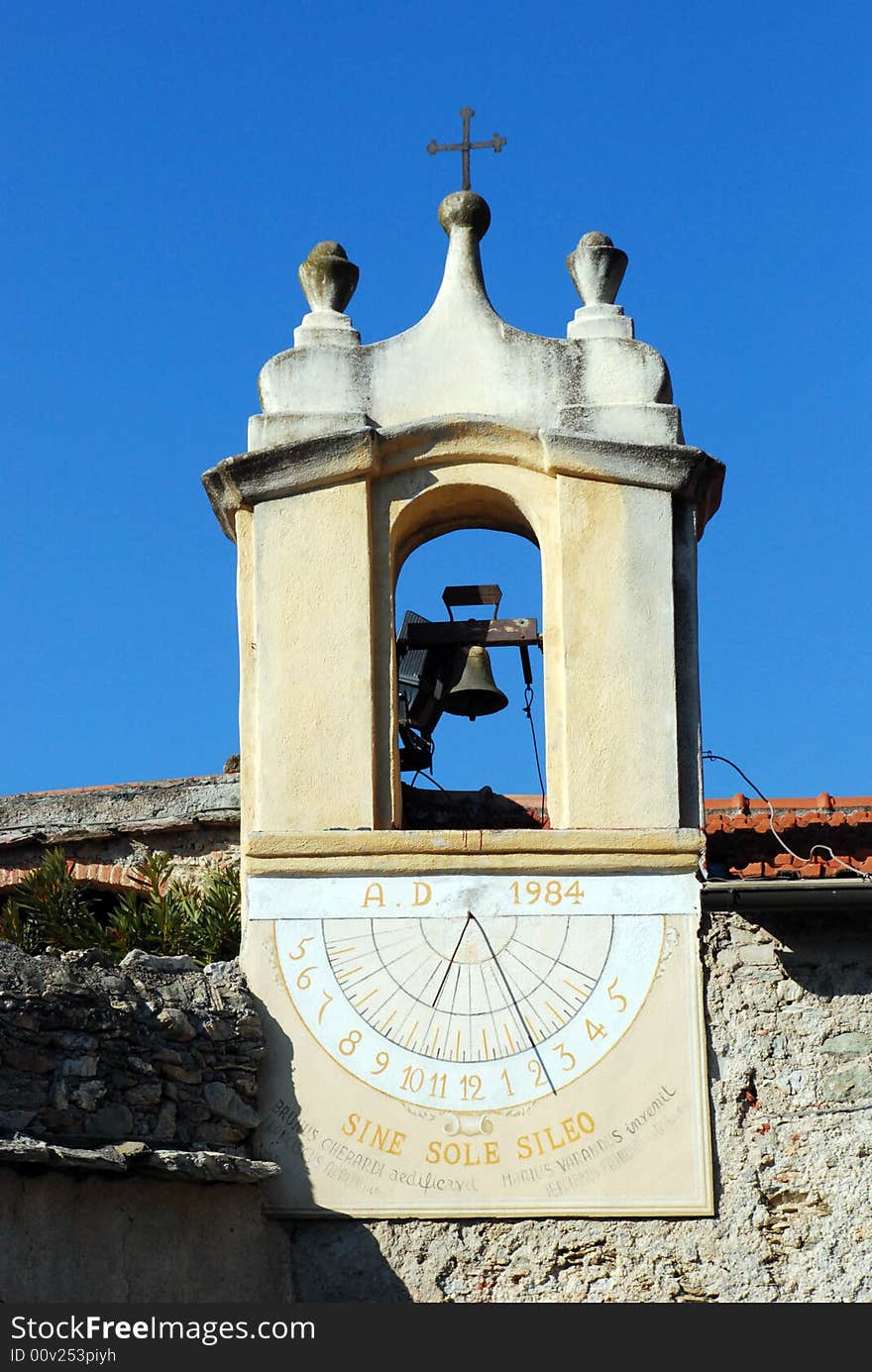 Little bell tower of a church in Liguria, Italy. Little bell tower of a church in Liguria, Italy