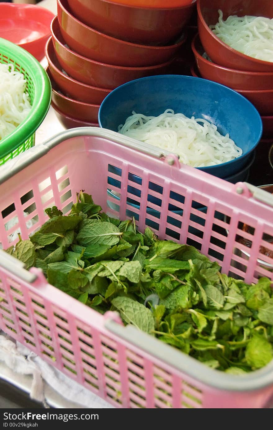 Asian street kitchen with some ingredients. Asian street kitchen with some ingredients