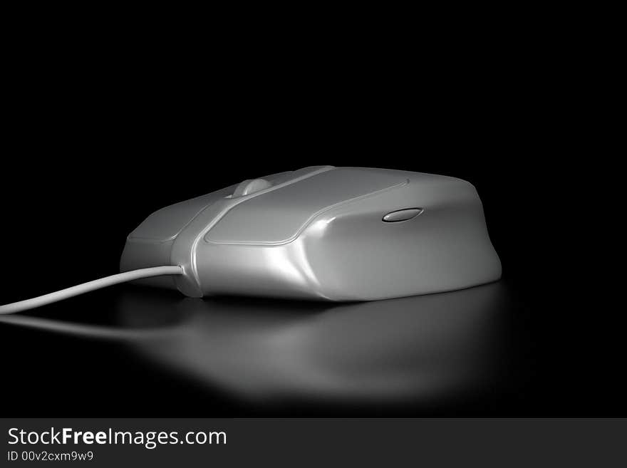 White pc mouse in the dark on white backround