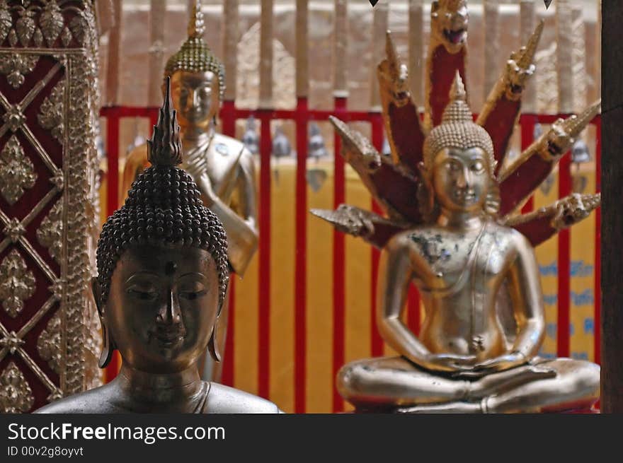 Buddhist statues at Wat Doi Sutep, Thailand