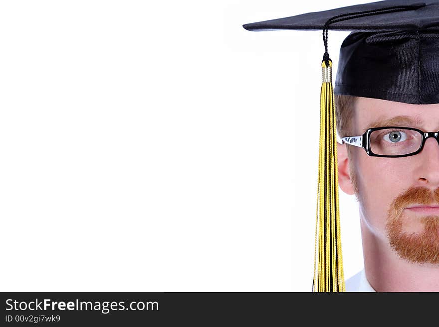 Graduation a young man on white background