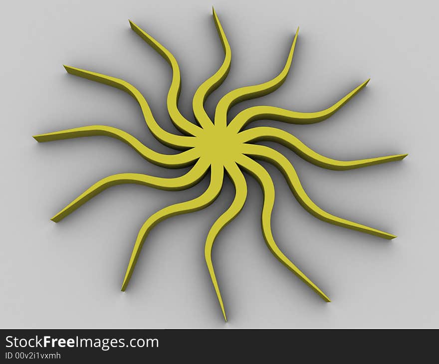 3D rendered illustration of a stylized sun. 3D rendered illustration of a stylized sun.