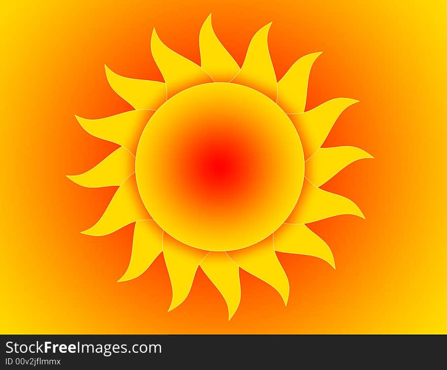 Symbol of the yellow-red sun on a red-yellow background