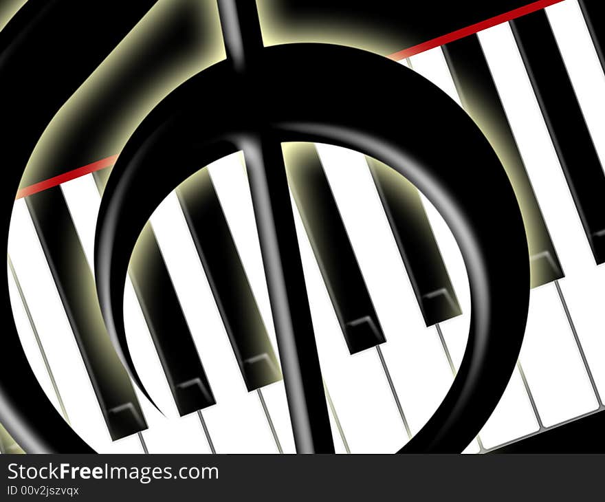 Treble clef and keys of the piano