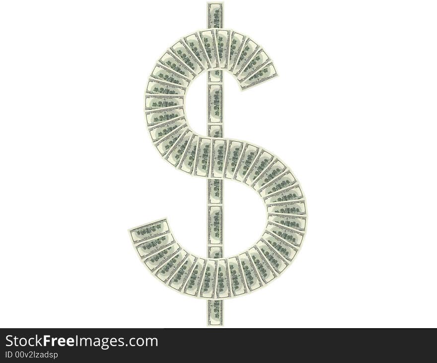 Dollar banknotes on a white background. Dollar banknotes on a white background