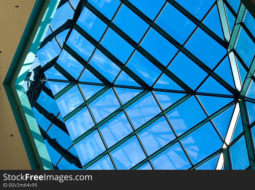 Angular glass panes in skylight