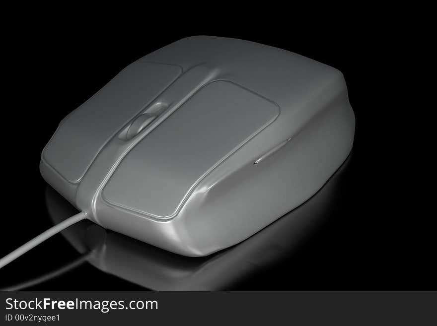 Isolated white pc mouse in the dark 2