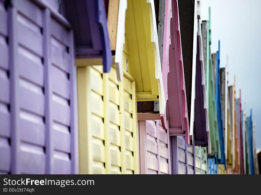 Pretty pastel beach huts found on a local beach