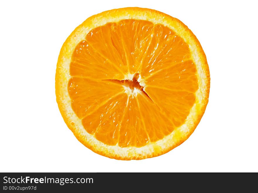 Sliced orange isolated on white