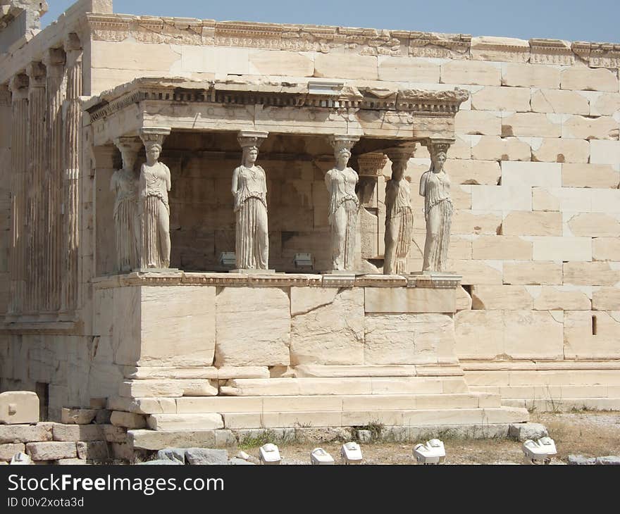 Greece, Athens, Caryatids in the Acropolis