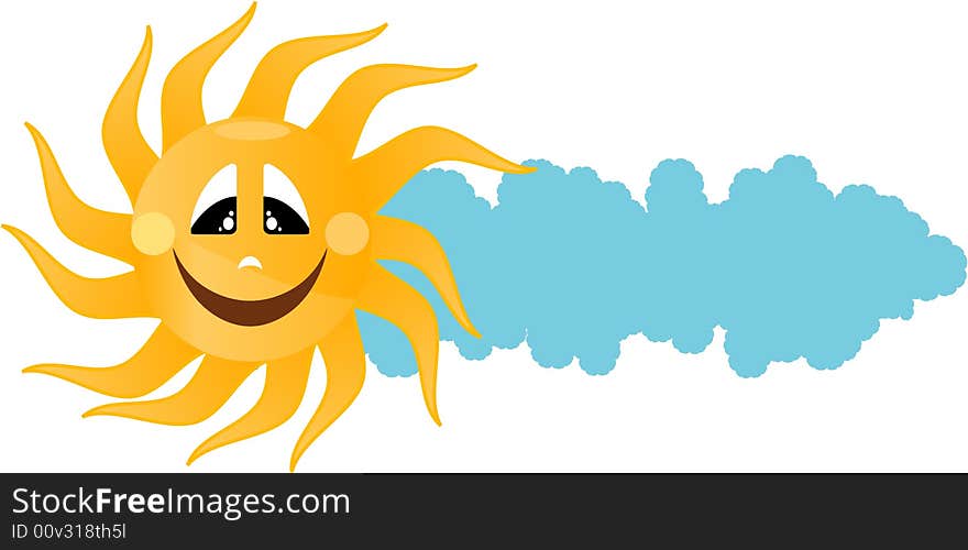 Cute smiling sun imagery and cloud