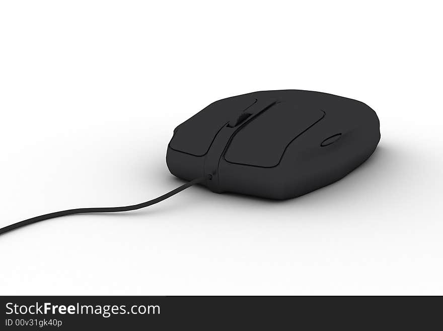 Black pc mouse on white background