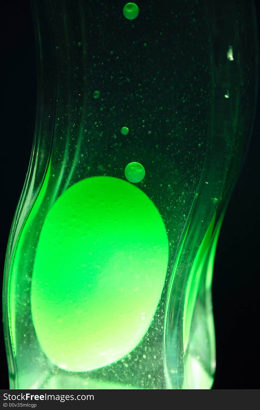 Green bubble on the black background