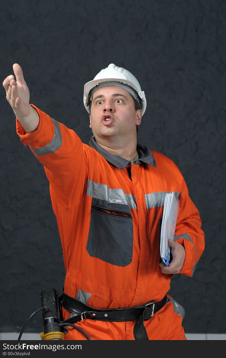 Angry mine worker with file