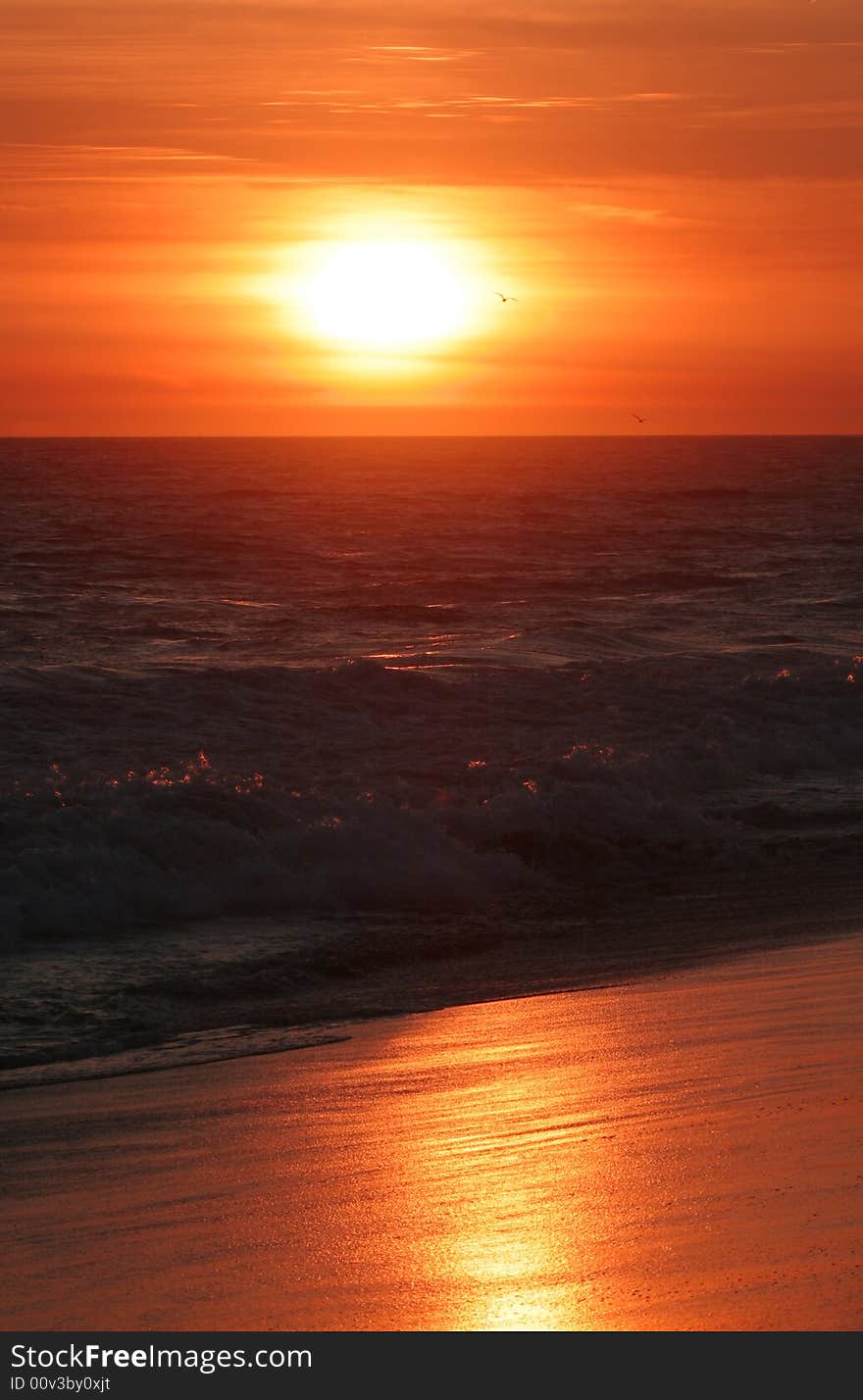 The sun reflecting off the sand on the beach in Newport Beach, California, USA. The sun reflecting off the sand on the beach in Newport Beach, California, USA