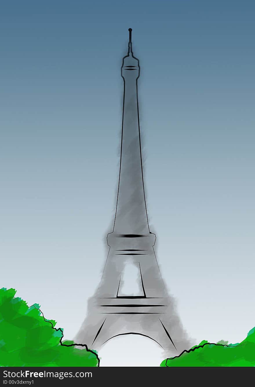 Eiffel Tower illustration created in photoshop.