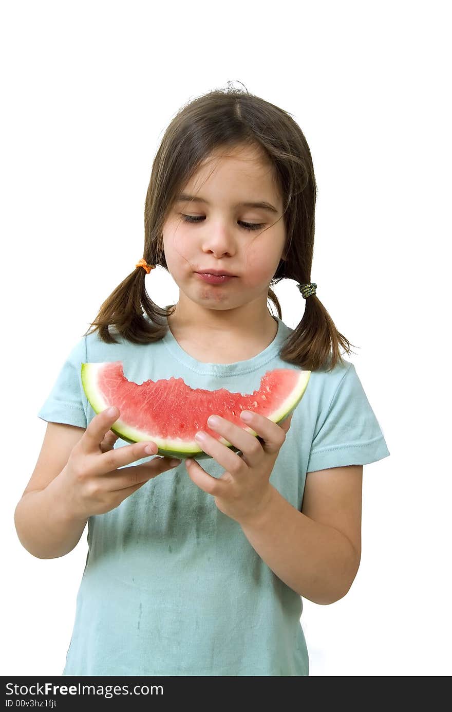 Girl eating Watermelon