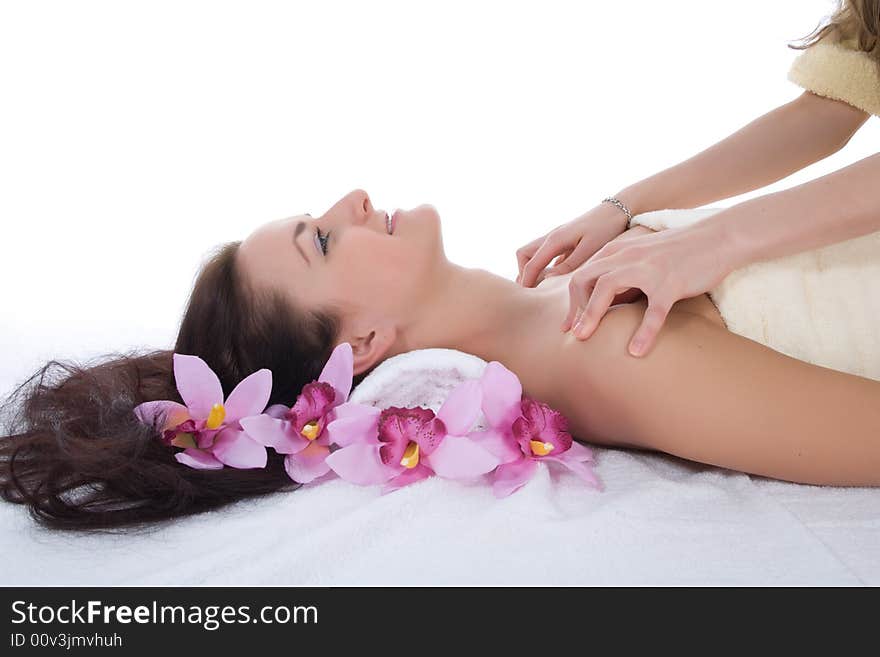 Attractive woman getting spa treatment