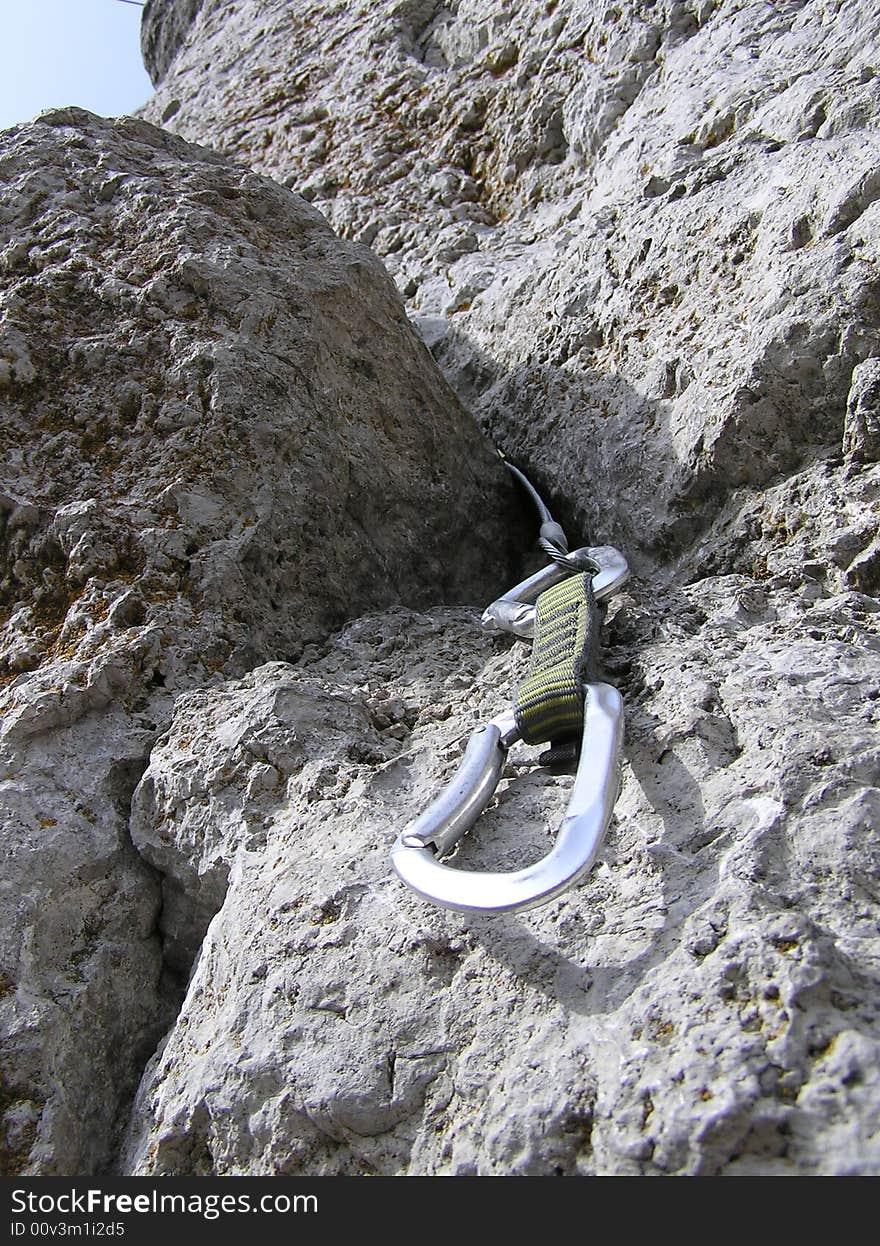 Climbing equipment.