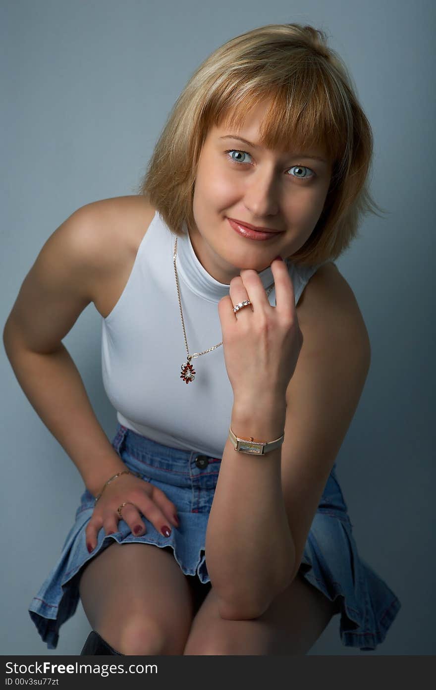 Beauty woman on gray background