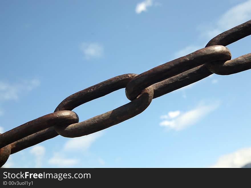 Part of chain in the  blue sky