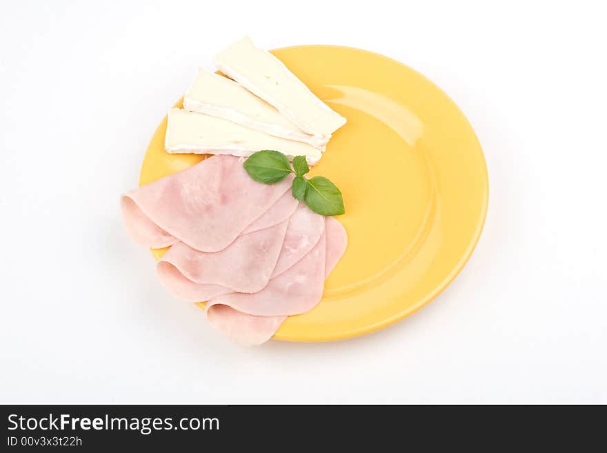 Ham and cheese on a plate