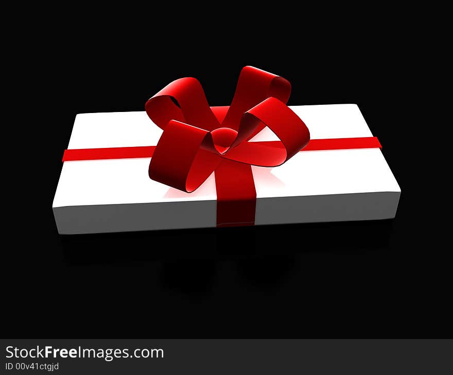 Wrapped white and red gift (3D)