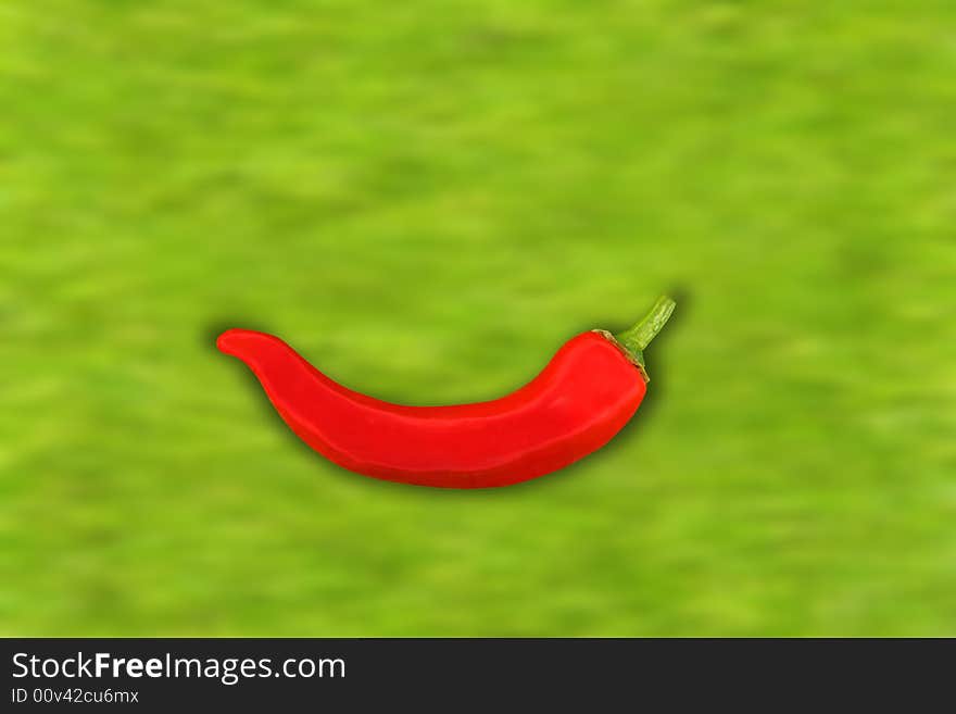 Red Pepper (with Shadow) isolated on green background