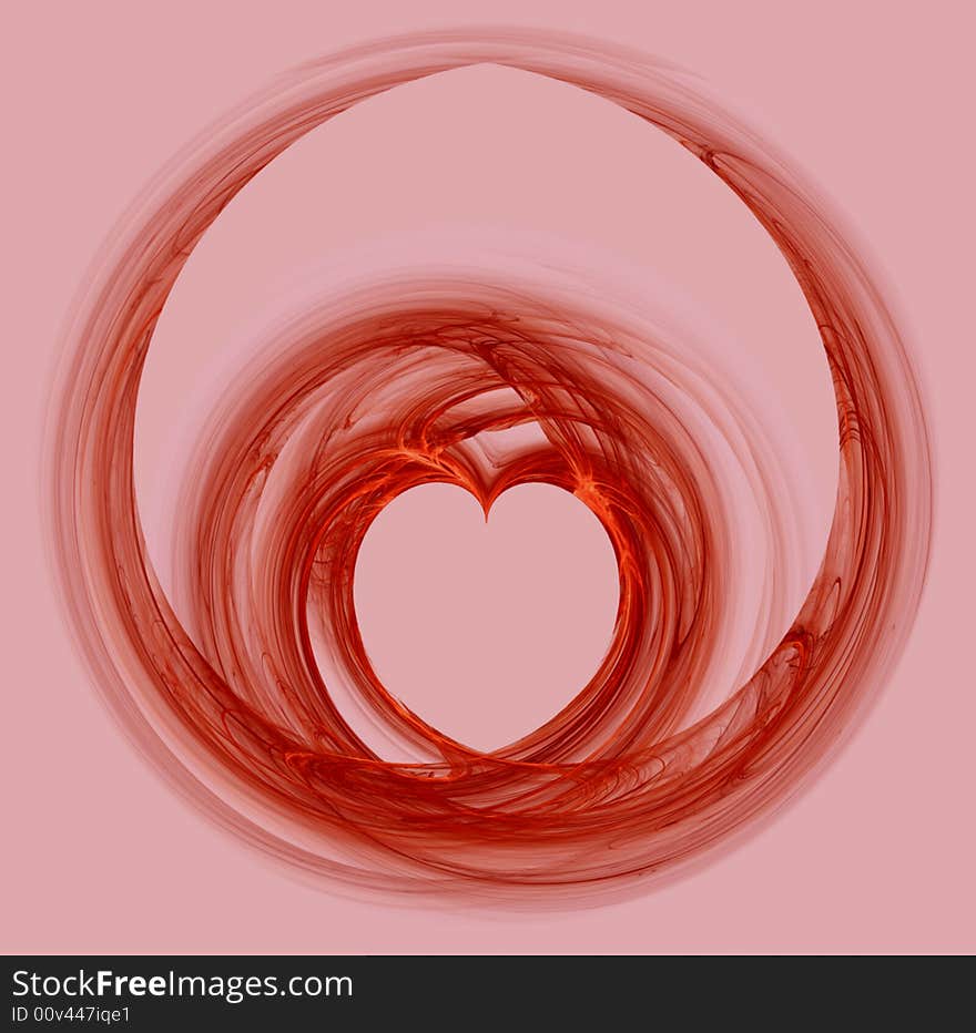 Abstract heart with red lines on a pink background