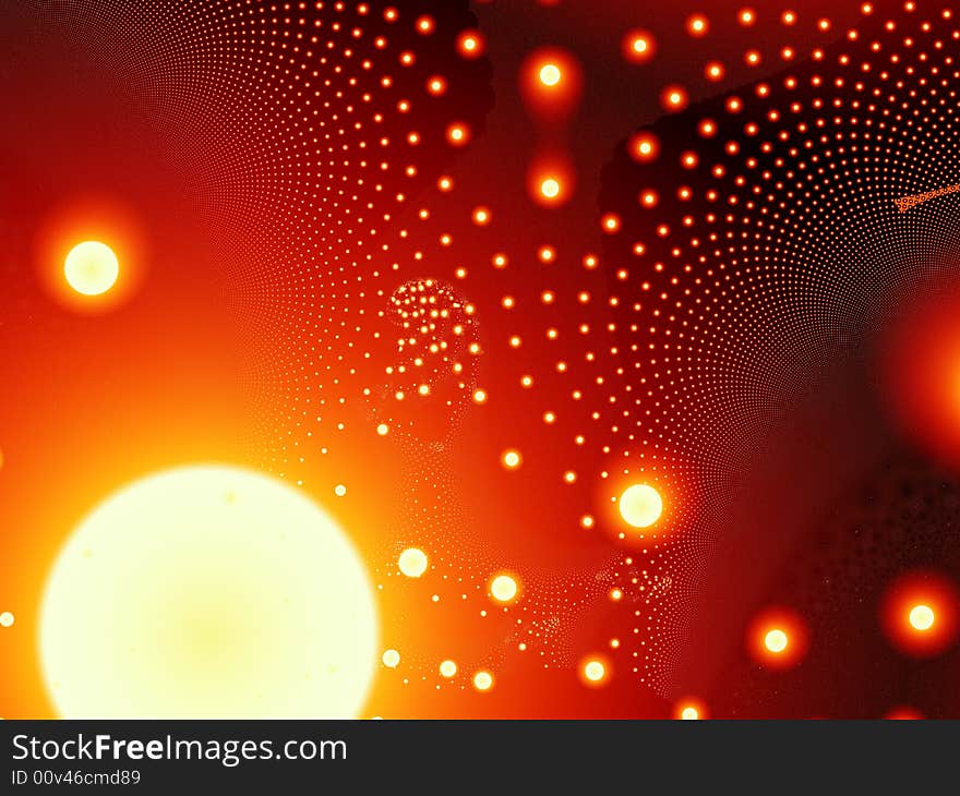 Fractal solar system, resembling sun and planets with stars