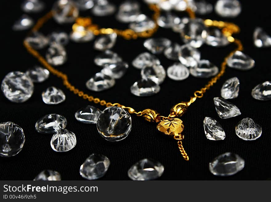 Gold Necklace And Crystals