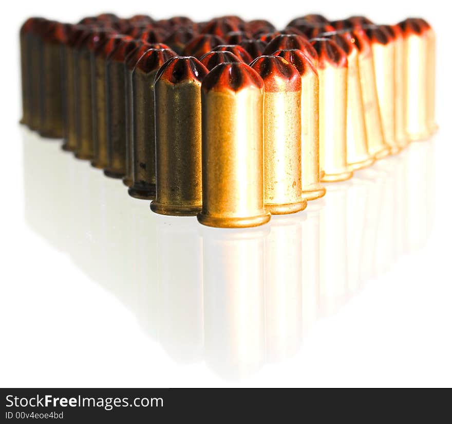 Bullets on white. See my other images of bullets.