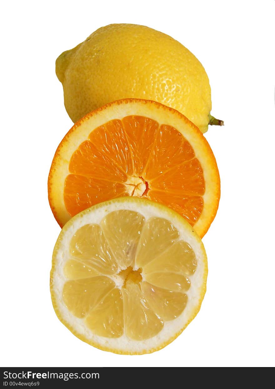 Juicy orange and lemon slices